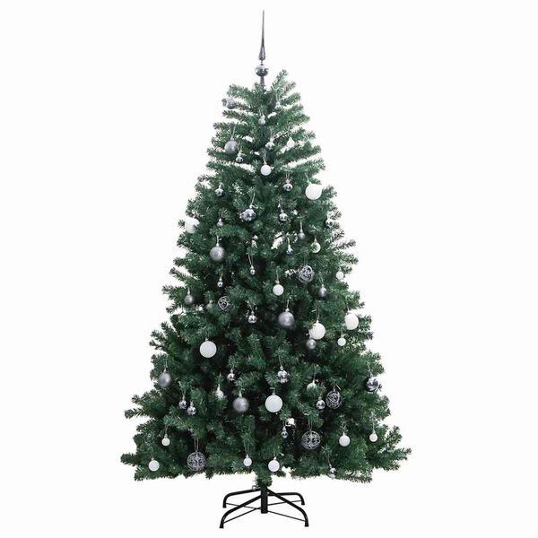 vidaXL Kunstig hengslet juletre med 300 LED og kulesett 240 cm