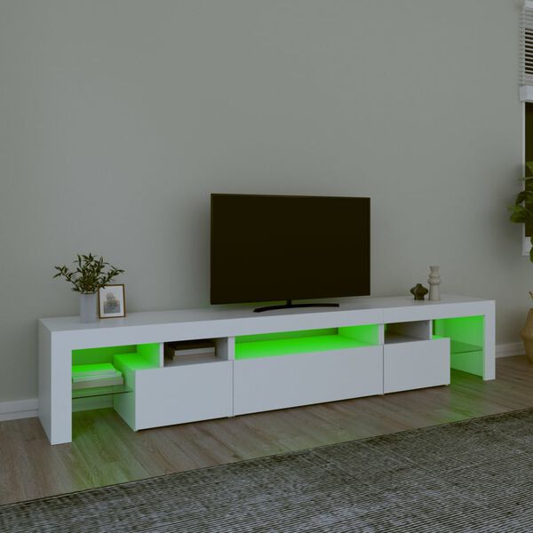 vidaXL TV-benk med LED-lys hvit 215x36,5x40 cm