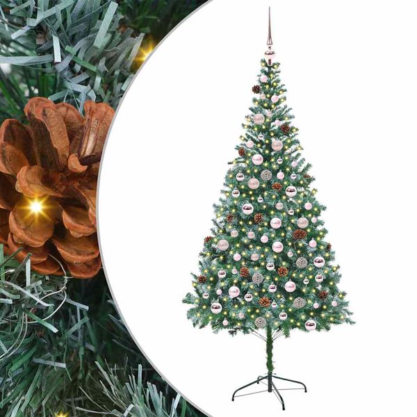 vidaXL Kunstig juletre med 300 LED med stativ gr&oslash;nn 210 cm PVC og st&aring;l