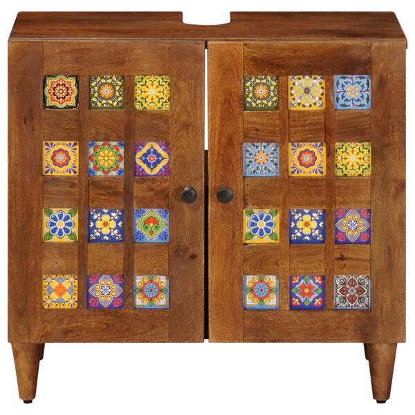 vidaXL Baderomsvaskeskap med lagring med d&oslash;r Valn&oslash;tt 62 x 33 x 58 cm