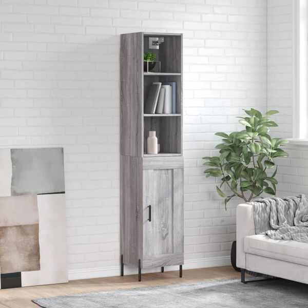 vidaXL Highboard gr&aring; sonoma 34,5x34x180 cm konstruert tre