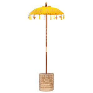 vidaXL Balinesisk parasoll med base Gul 95 x 95 x 260 cm