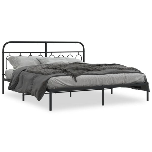 vidaXL Sengeramme i metall med sengegavl svart 183x213 cm