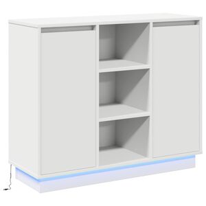 vidaXL LED sideboard Hvit 90 x 32 x 75 cm Konstruert tre