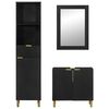 vidaXL Baderomsskapsett 3 deler svart konstruert tre