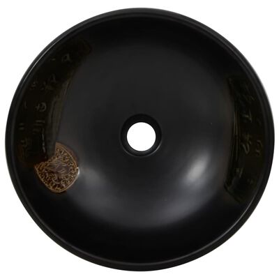 vidaXL Benkeservant svart rund Φ41x14 cm keramikk