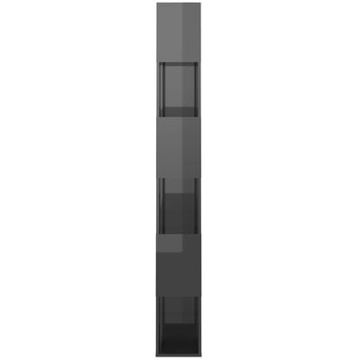 vidaXL Bokhylle/romdeler høyglans grå 80x24x186 cm sponplate