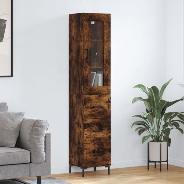vidaXL Highboard r&oslash;kt eik 34,5x34x180 cm konstruert tre