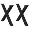 vidaXL Spisebordben X-formet 2 stk svart 90 x (72-73) cm st&aring;l