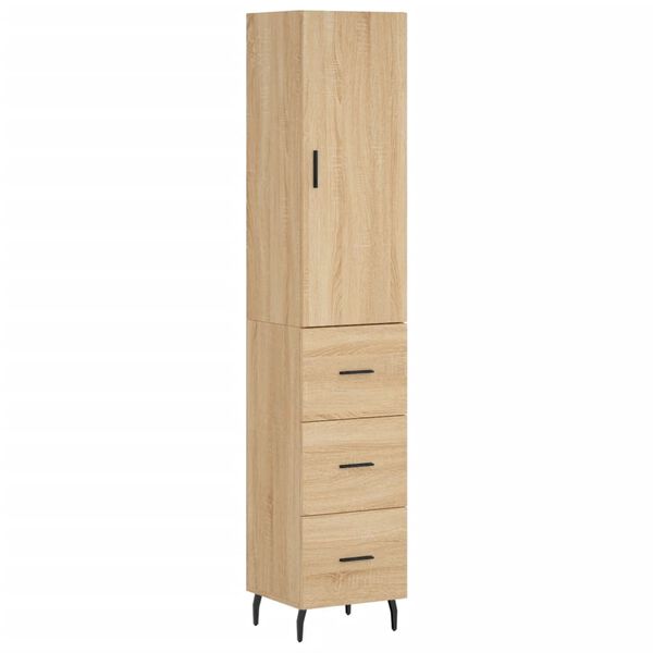 vidaXL Highboard sonoma eik 34,5x34x180 cm konstruert tre