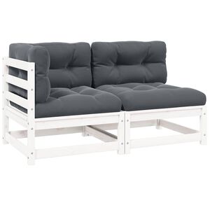 vidaXL Hagesofagruppe med puter 2 deler hvit heltre furu