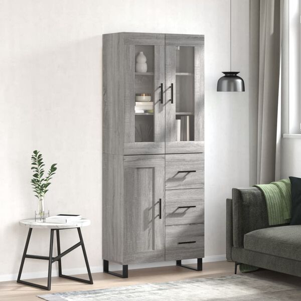 vidaXL Highboard gr&aring; sonoma 69,5x34x180 cm konstruert tre