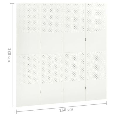 vidaXL Romdeler 4 paneler hvit 160x180 cm stål