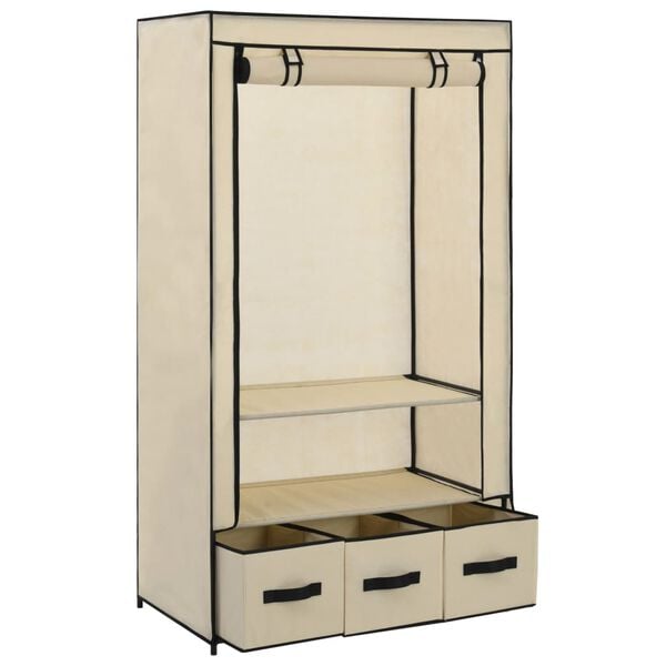 vidaXL Garderobe kremhvit 87x49x159 cm stoff