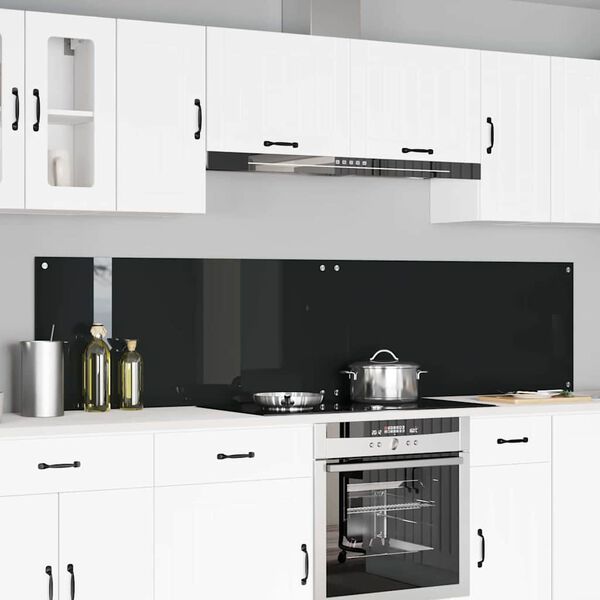 vidaXL Kjøkkenbakplate 2 pcs Svart 110 x 50 cm herdet glass