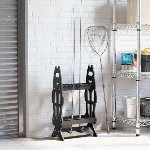 vidaXL Fiskestangstativ for 16 fiskestenger svart