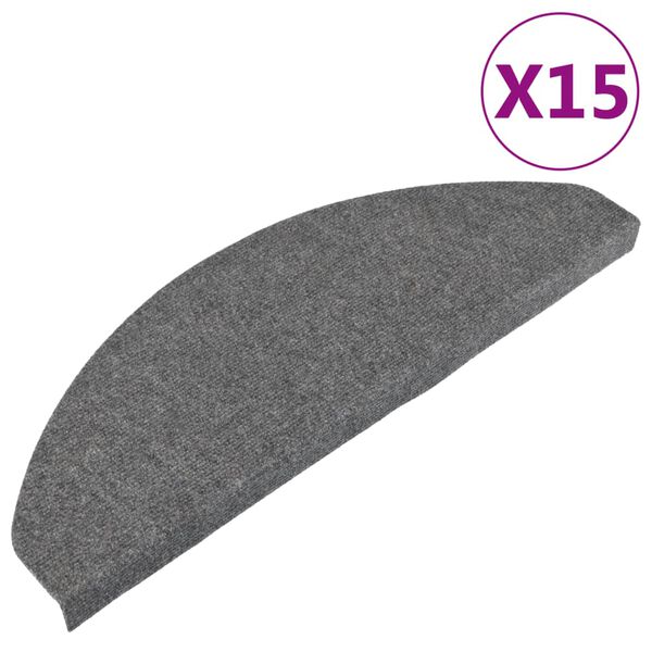 vidaXL Selvklebende trappematter 15 stk 65x22,5x3,5 cm grå