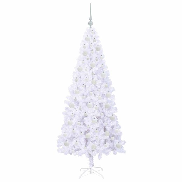 vidaXL Kunstig juletre med 300 LED med stativ Hvit 180 cm PVC og stål