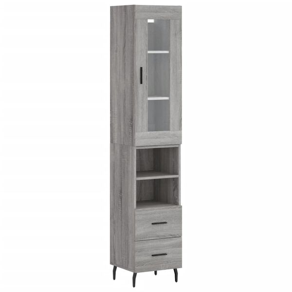 vidaXL Highboard gr&aring; sonoma 34,5x34x180 cm konstruert tre
