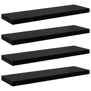 vidaXL Flytende vegghyller 4 stk h&oslash;yglans svart 80x23,5x3,8 cm MDF