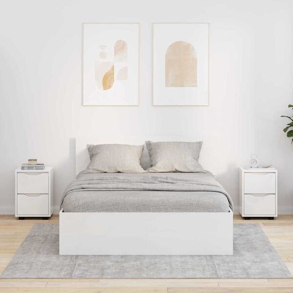 vidaXL Nattbord 2 pcs H&oslash;yglanset hvit 30,5 x 30 x 43 cm Konstruert tre