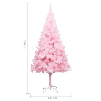 vidaXL Forhåndsbelyst kunstig juletre med kulesett rosa 240 cm PVC