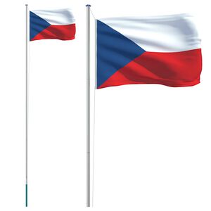 vidaXL Tsjekkisk flagg og stang 6,08 m aluminium