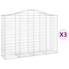 vidaXL Gabionkurver buede 3 stk 200x50x140/160 cm galvanisert jern