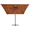 vidaXL Hengende hageparasoll med LED-lys terrakotta 250x250 cm