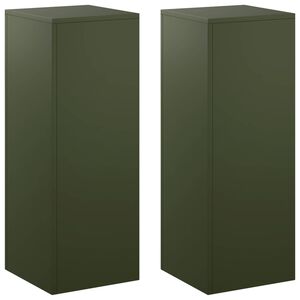 vidaXL Planteholder 2 pcs Olivengr&oslash;nn 30 x 30 x 80 cm St&aring;l