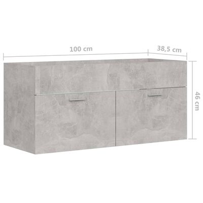vidaXL Servantskap betonggrå 100x38,5x46 cm sponplate
