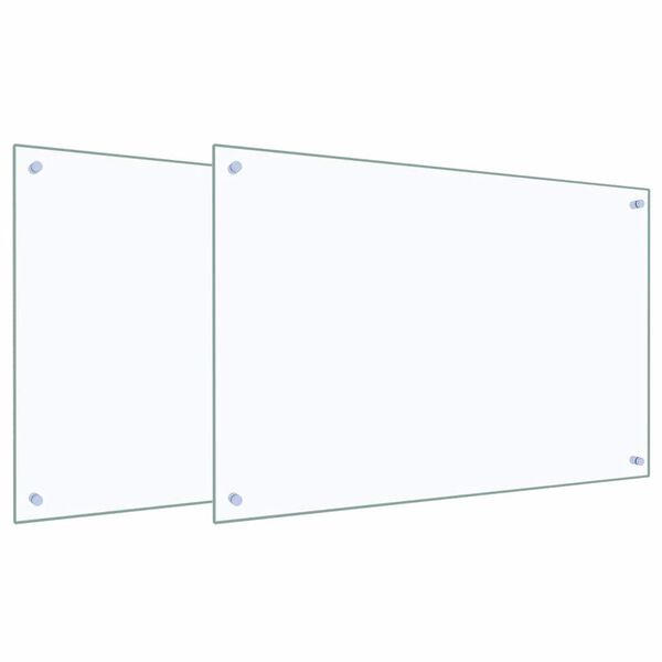 vidaXL Kj&oslash;kkenbakplate 2 pcs Gjennomsiktig 90 x 60 cm herdet glass