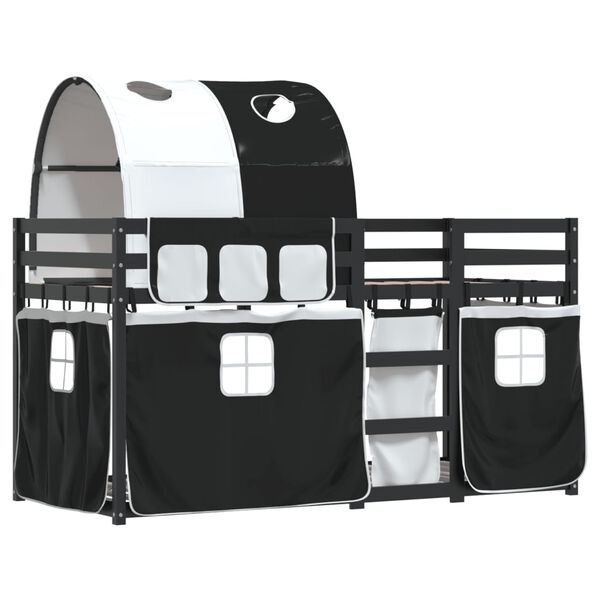 vidaXL K&oslash;yeseng for barn gardiner hvit og svart 90x200 cm heltre furu