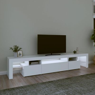 vidaXL TV-benk med LED-lys hvit 215x36,5x40 cm