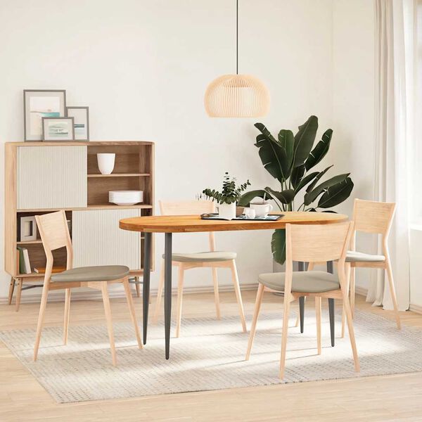 vidaXL Bordplate lysebrun 140x60x4 cm oval heltre eik