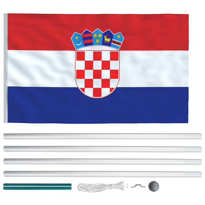 vidaXL Kroatisk flagg og stang aluminium 6,2 m