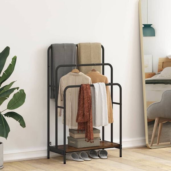 vidaXL Klesstativ med hylle R&oslash;kt eik 60 x 30 x 100,5 cm Konstruert tre