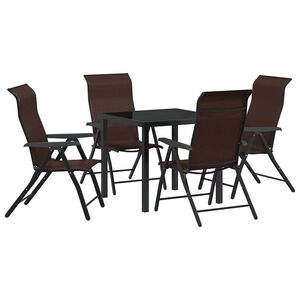 vidaXL Hage Spisegruppe 5 pcs Brun Pulverlakkert st&aring;l