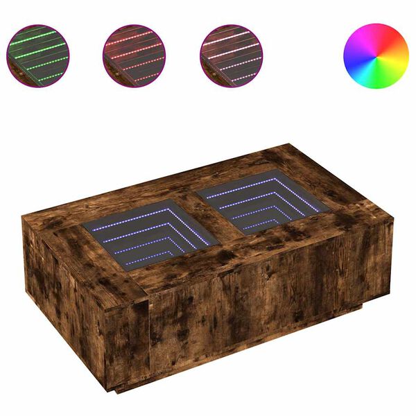 vidaXL Salongbord med Infinity LED r&oslash;kt eik 116x69x40 cm