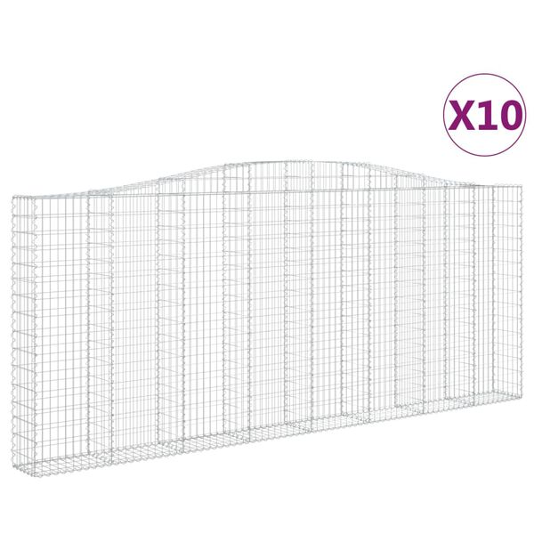 vidaXL Gabionkurver buede 10 stk 400x30x160/180 cm galvanisert jern