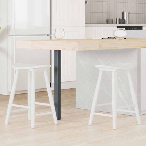 vidaXL Spisestoler 2 pcs Hvit 46 x 37 x 63 cm Solid Gummitre