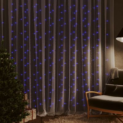 vidaXL LED-eventyrlysgardin 3x3m 300 LED blå 8 funksjoner