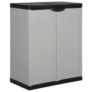 vidaXL Oppbevaringsskap til hage med 1 hylle gr&aring; og svart 68x40x85 cm