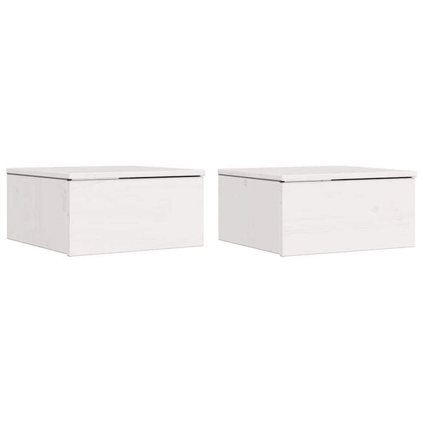 vidaXL Nattbord med skuff 2 pcs Hvit 37 x 35 x 18,5 cm Heltre furu