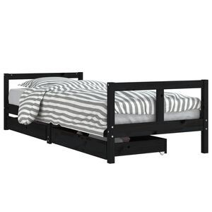 vidaXL Barnesengeramme med skuffer svart 80x200 cm heltre furu
