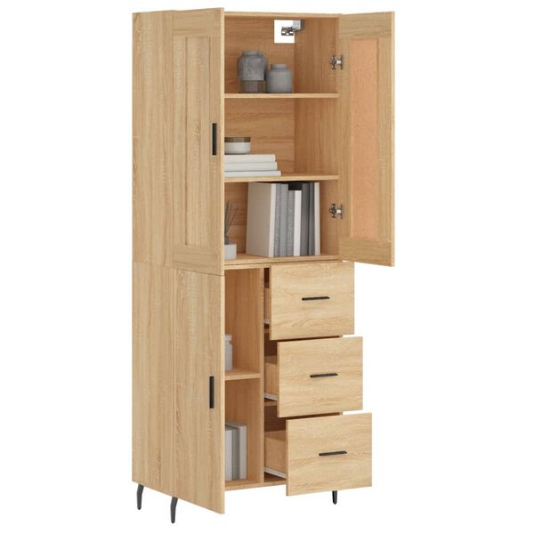 vidaXL Highboard sonoma eik 69,5x34x180 cm konstruert tre