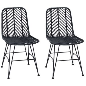vidaXL Spisestuestol 2 pcs Svart 44 x 47 x 85 cm Rattan og Jern