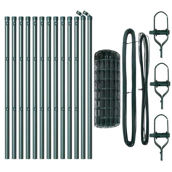 vidaXL Gjerde med stolpe gr&oslash;nn 0,8 x 25 m St&aring;l og PVC