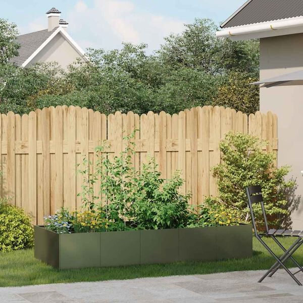 vidaXL Plantekasse olivengr&oslash;nn 200x80x40 cm st&aring;l