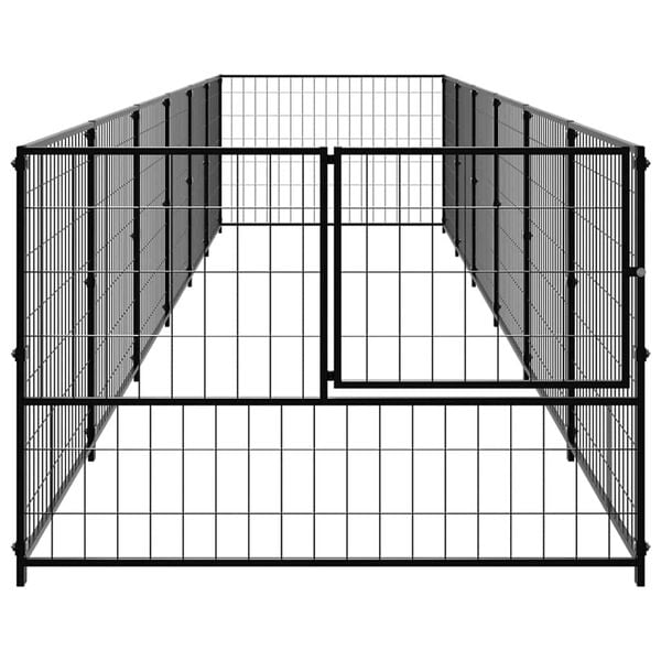 vidaXL Hundeg&aring;rd svart 6 m&sup2; st&aring;l